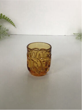 Vintage L.G Wright Amber Double Ring toothpick holder